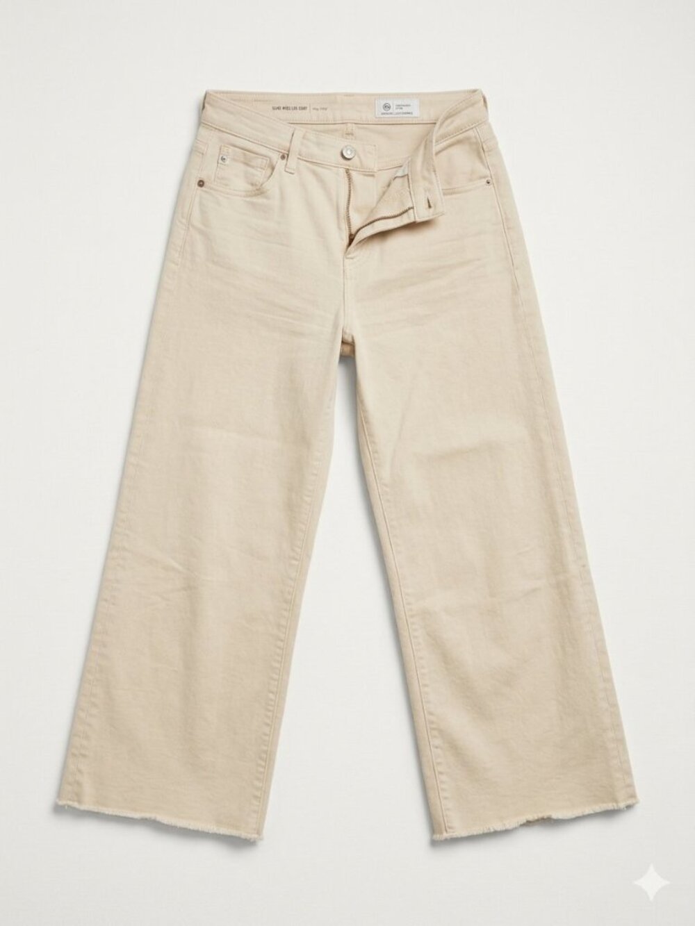 AG Adriano Goldschmied Saige High-Rise Wide-Leg Crop Jeans in Ecru - Size 28